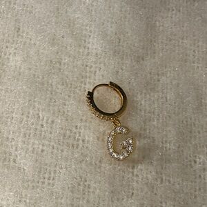 Elegant Gold Initial Charm Hoop Earring
